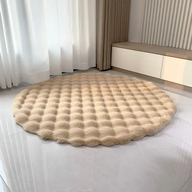 SnuggleSphere – Het Ultieme Bubbel Ronde Tapijt in 7 Kleuren voor Comfort en Stijl