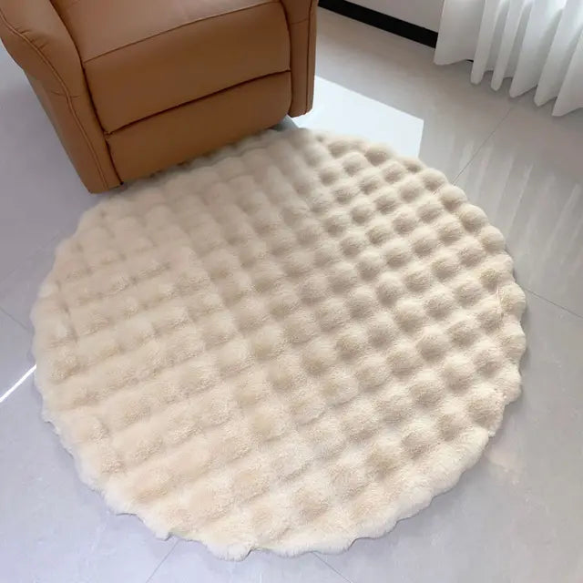SnuggleSphere – Het Ultieme Bubbel Ronde Tapijt in 7 Kleuren voor Comfort en Stijl