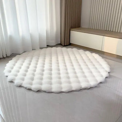 SnuggleSphere – Het Ultieme Bubbel Ronde Tapijt in 7 Kleuren voor Comfort en Stijl