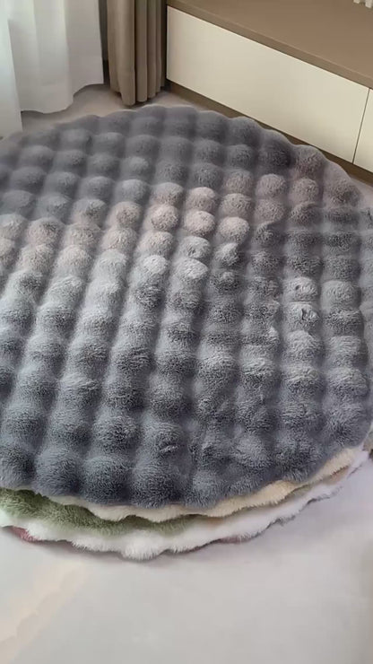 SnuggleSphere – Het Ultieme Bubbel Ronde Tapijt in 7 Kleuren voor Comfort en Stijl